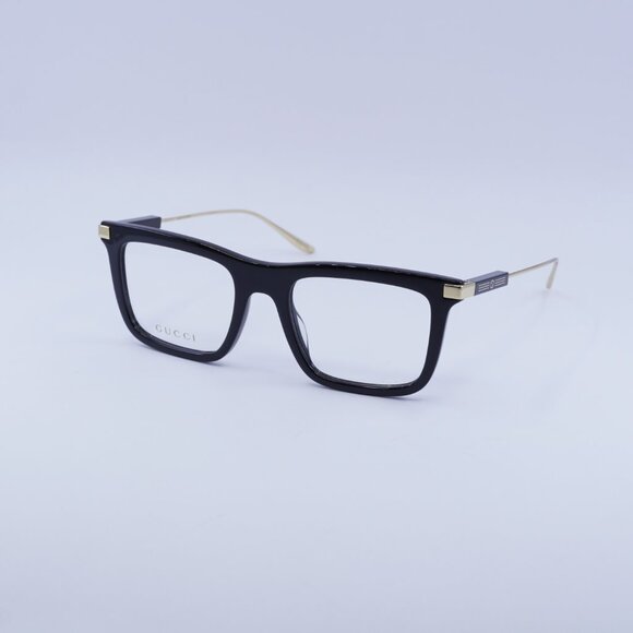 Gucci GG1438O 001 Eyeglasses Black/Gold 53mm Square Frame - Picture 6 of 12